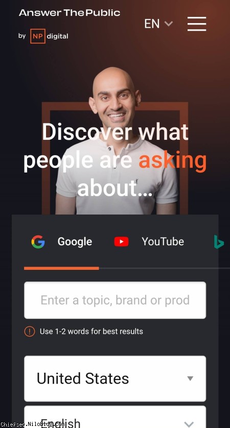 ابزار تحقیق کلمه کلیدی وب سایت answer the public